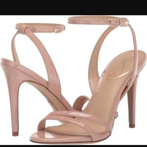 Sam Edelman Blush Patent Ankle-Strap Stiletto Sandals